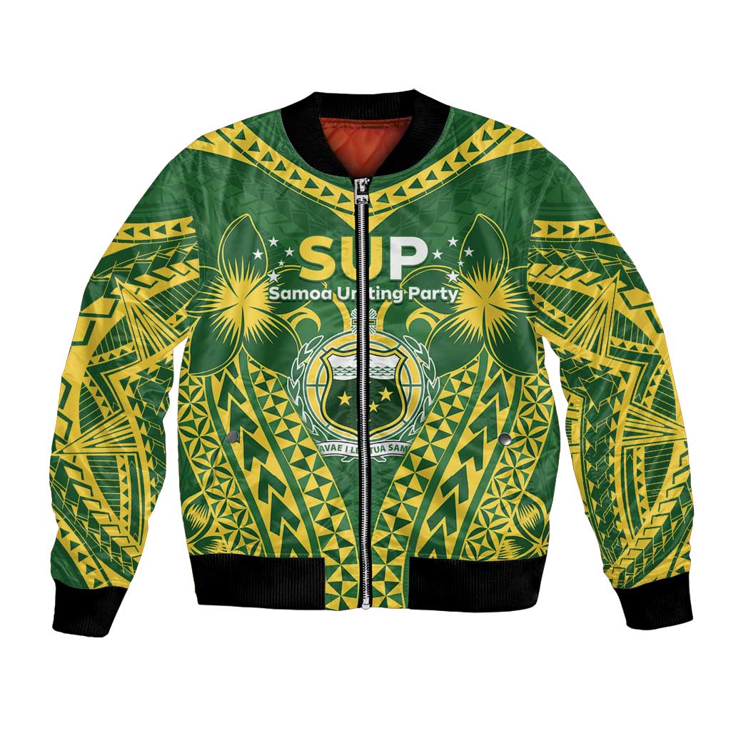 Samoa SUP Bomber Jacket Samoan Coat Of Arms LT05 Unisex Green - Polynesian Pride