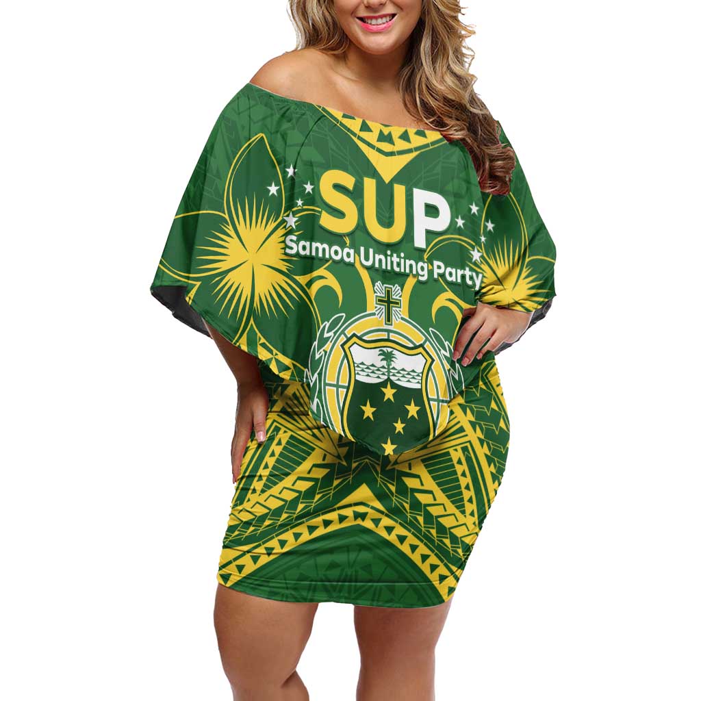 Samoa SUP Family Matching Off Shoulder Short Dress and Hawaiian Shirt Samoan Coat Of Arms - Polynesian Pride