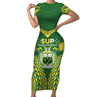 Samoa SUP Family Matching Short Sleeve Bodycon Dress and Hawaiian Shirt Samoan Coat Of Arms - Polynesian Pride