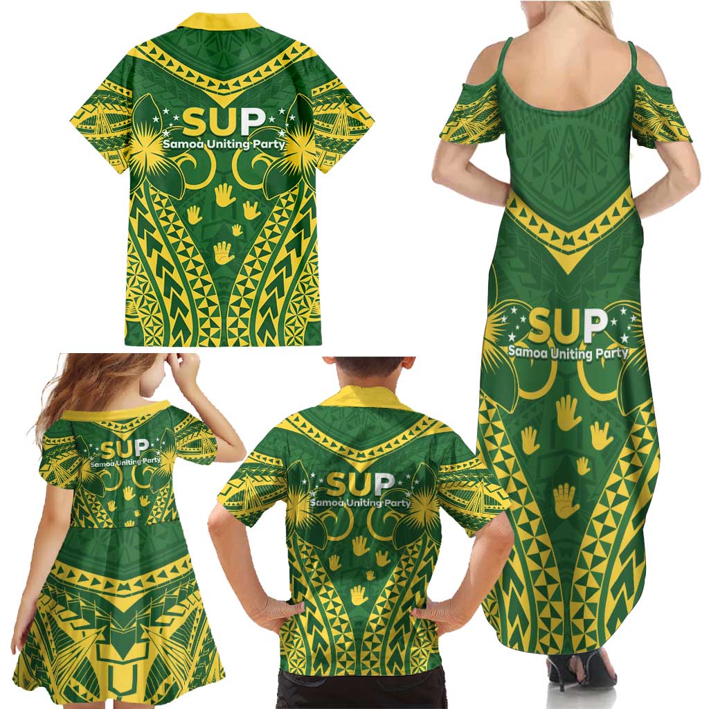 Samoa SUP Family Matching Summer Maxi Dress and Hawaiian Shirt Samoan Coat Of Arms - Polynesian Pride