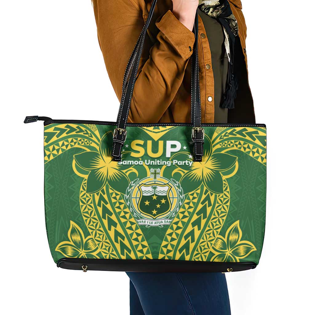 Samoa SUP Leather Tote Bag Samoan Coat Of Arms - Polynesian Pride