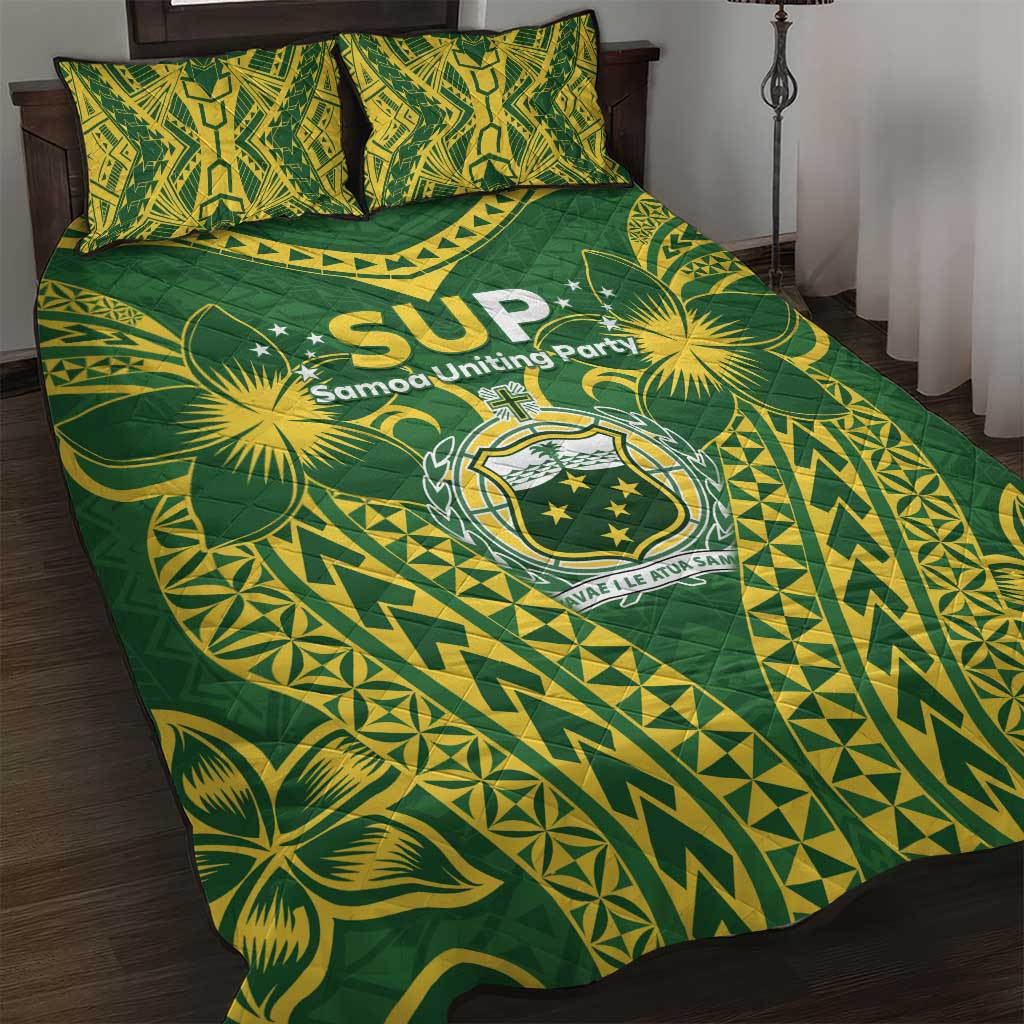 Samoa SUP Quilt Bed Set Samoan Coat Of Arms LT05 Green - Polynesian Pride