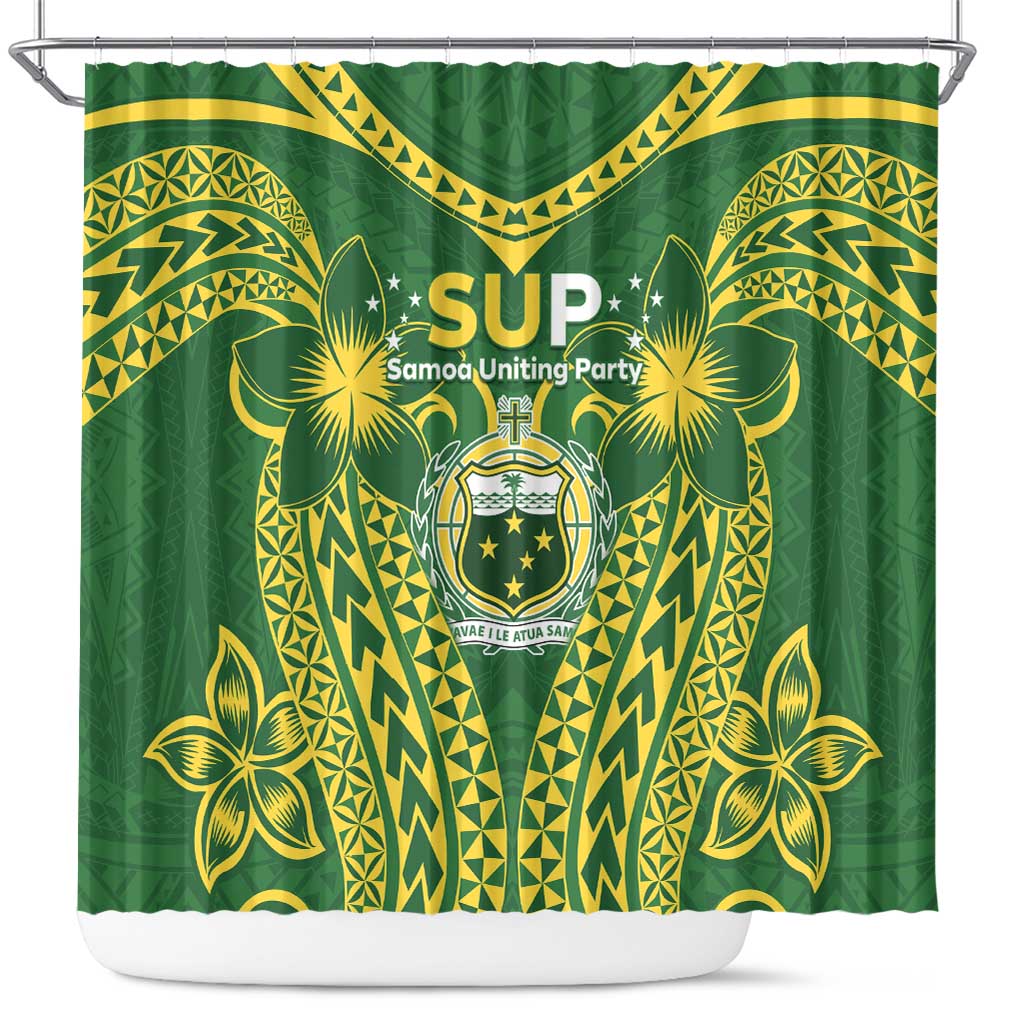 Samoa SUP Shower Curtain Samoan Coat Of Arms LT05 Green - Polynesian Pride