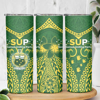 Samoa SUP Skinny Tumbler Samoan Coat Of Arms - Polynesian Pride