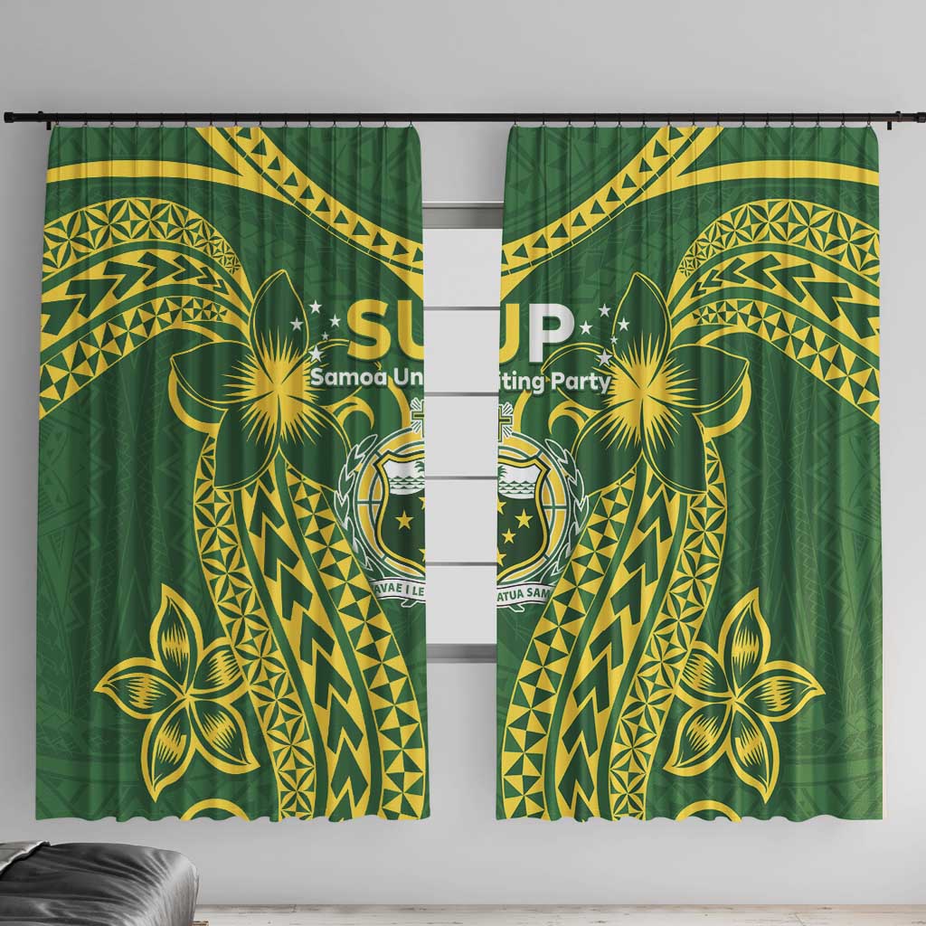 Samoa SUP Window Curtain Samoan Coat Of Arms LT05 With Hooks Green - Polynesian Pride