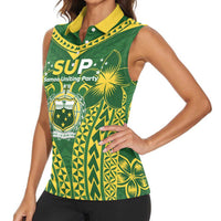 Samoa SUP Women Sleeveless Polo Shirt Samoan Coat Of Arms LT05 - Polynesian Pride