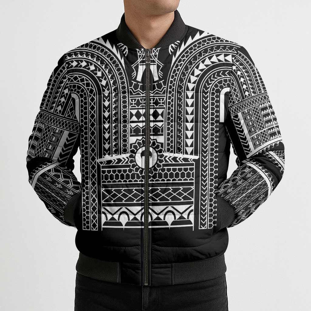 Philippines Igorot Tribal Art Tattoo Black Bomber Puffer Jacket - Polynesian Pride