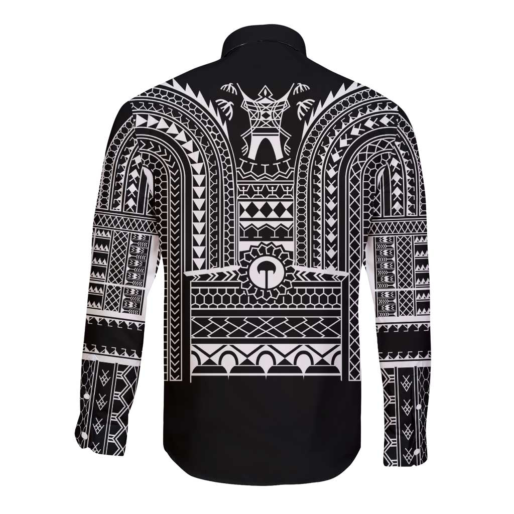 Philippines Igorot Tribal Art Tattoo Black Long Sleeve Button Shirt - Polynesian Pride