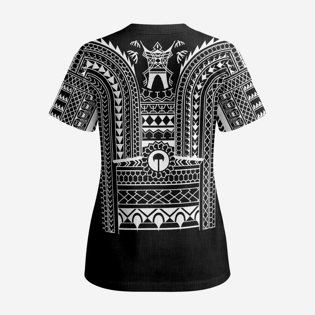 Philippines Igorot Tribal Art Tattoo Black Scrub Top - Polynesian Pride