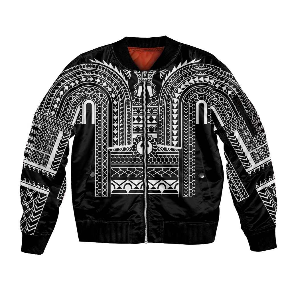 Philippines Igorot Tribal Art Tattoo Black Sleeve Zip Bomber Jacket - Polynesian Pride