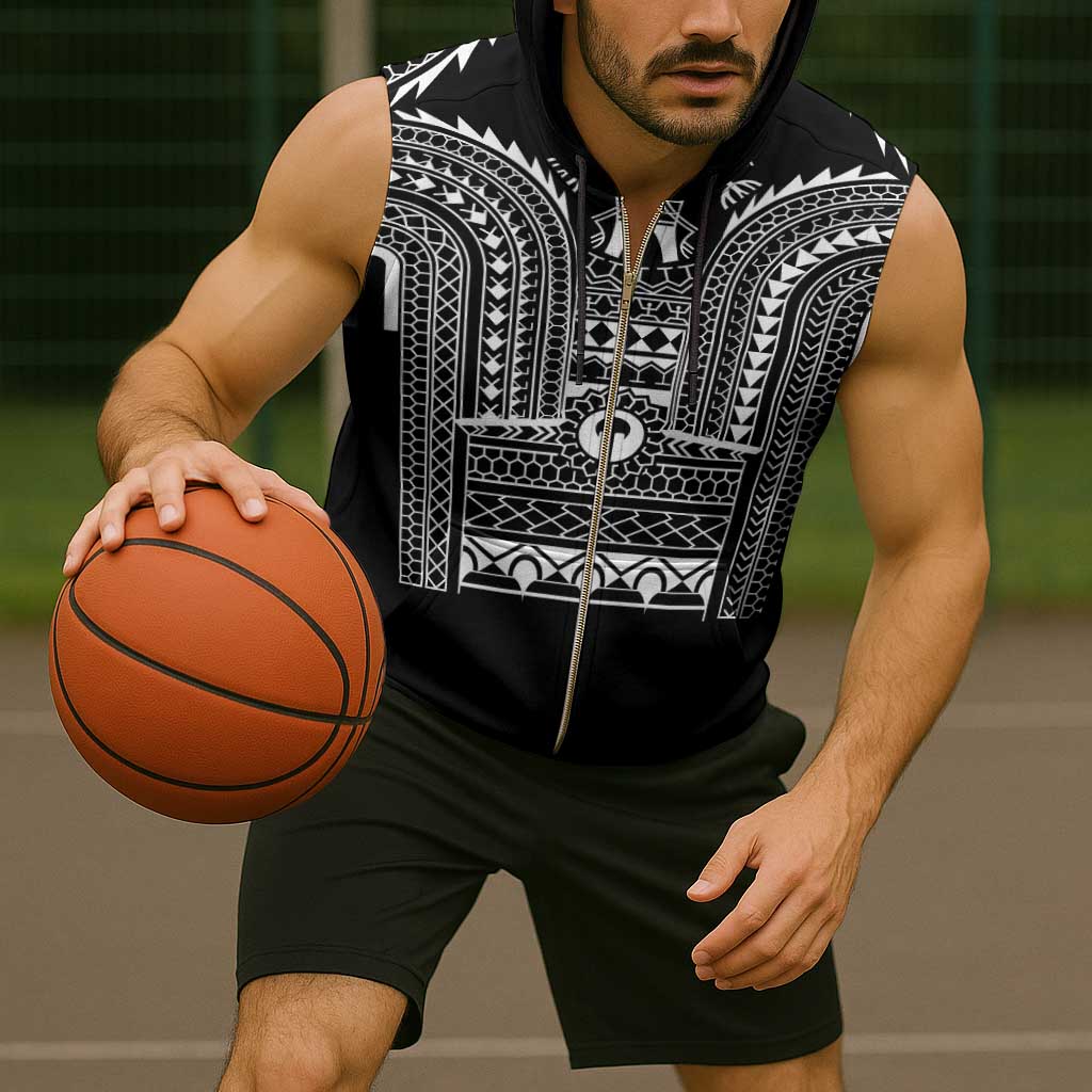Philippines Igorot Tribal Art Tattoo Black Sleeveless Zip Hoodie - Polynesian Pride