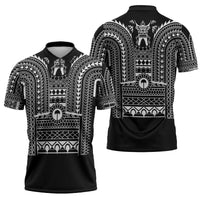Philippines Igorot Tribal Art Tattoo Black Zipper Polo Shirt - Polynesian Pride
