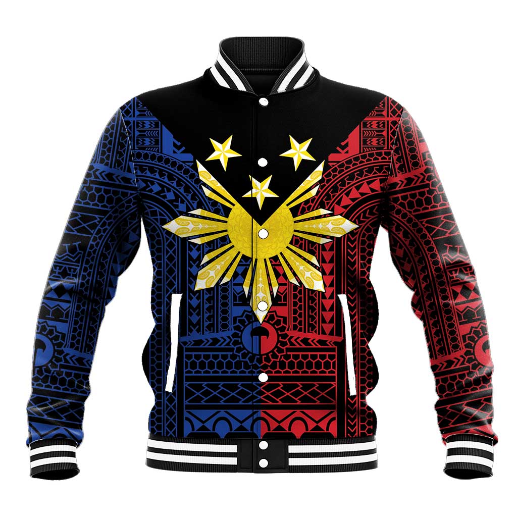 Philippines Sun Star Baseball Jacket Igorot Tribal Inspiration LT05 Unisex Black - Polynesian Pride