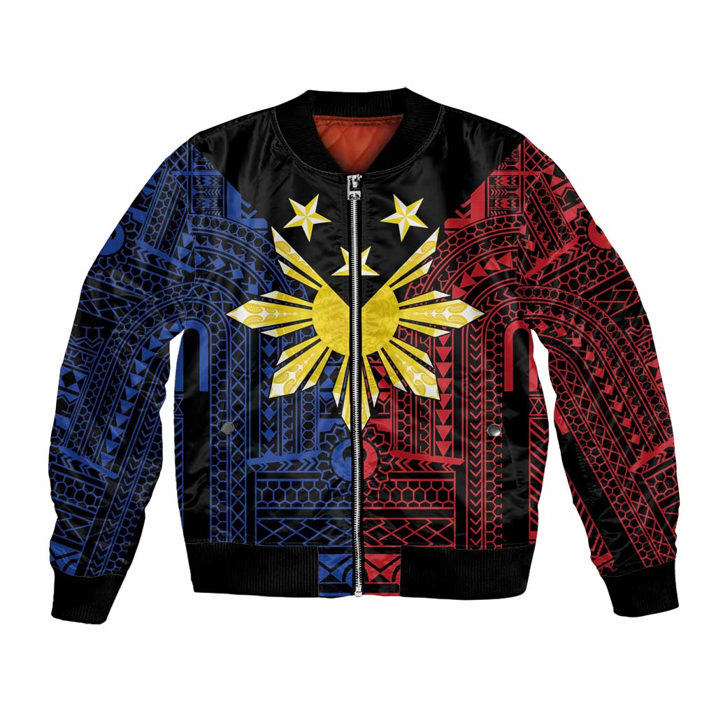 Philippines Sun Star Bomber Jacket Igorot Tribal Inspiration LT05 Unisex Black - Polynesian Pride