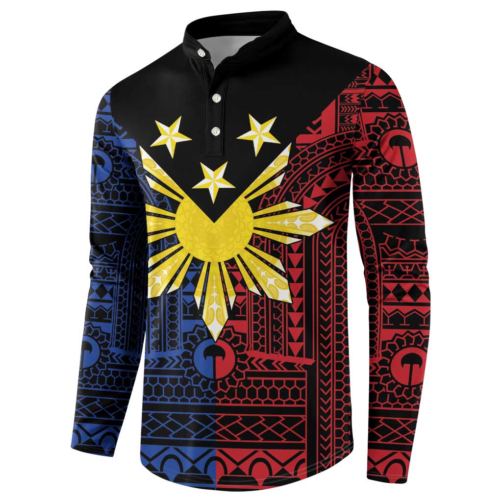 Philippines Sun Star Button Sweatshirt Igorot Tribal Inspiration - Polynesian Pride