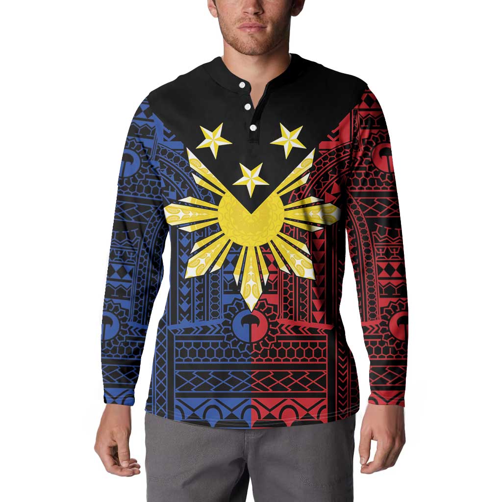 Philippines Sun Star Button Sweatshirt Igorot Tribal Inspiration - Polynesian Pride