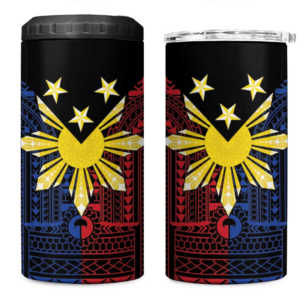 Philippines Sun Star 4 in 1 Can Cooler Tumbler Igorot Tribal Inspiration LT05 One Size: 16 oz Black - Polynesian Pride