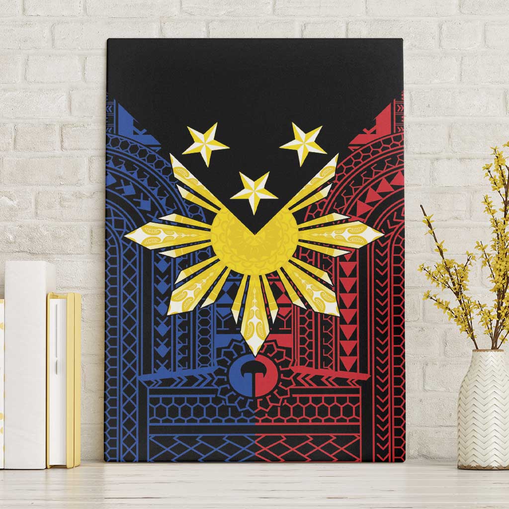 Philippines Sun Star Canvas Wall Art Igorot Tribal Inspiration LT05 Without Frame Black - Polynesian Pride