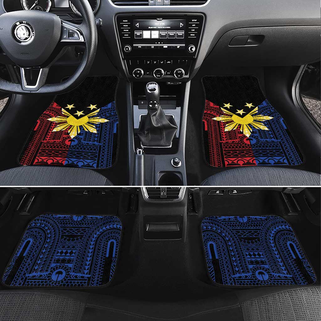 Philippines Sun Star Car Mats Igorot Tribal Inspiration LT05 Set 4pcs Black - Polynesian Pride