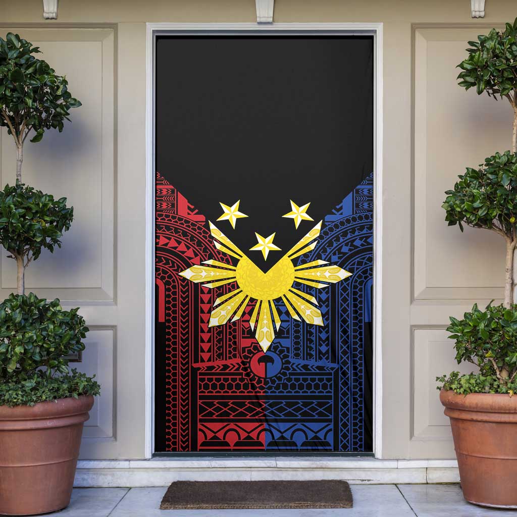 Philippines Sun Star Door Cover Igorot Tribal Inspiration LT05 Black - Polynesian Pride