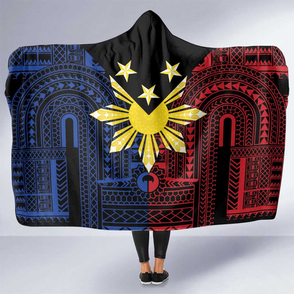 Philippines Sun Star Hooded Blanket Igorot Tribal Inspiration LT05 One Size Black - Polynesian Pride