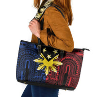 Philippines Sun Star Leather Tote Bag Igorot Tribal Inspiration LT05 Black - Polynesian Pride