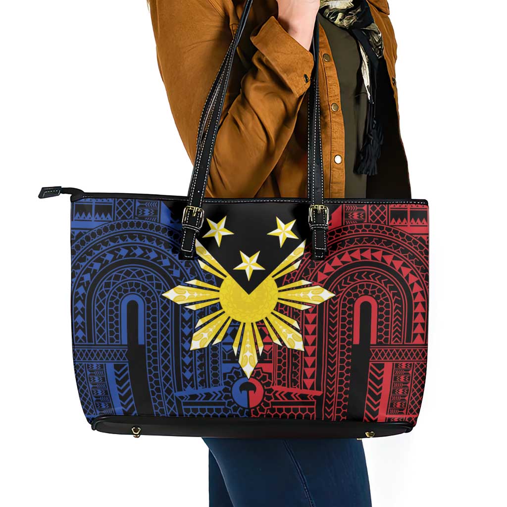 Philippines Sun Star Leather Tote Bag Igorot Tribal Inspiration LT05 - Polynesian Pride