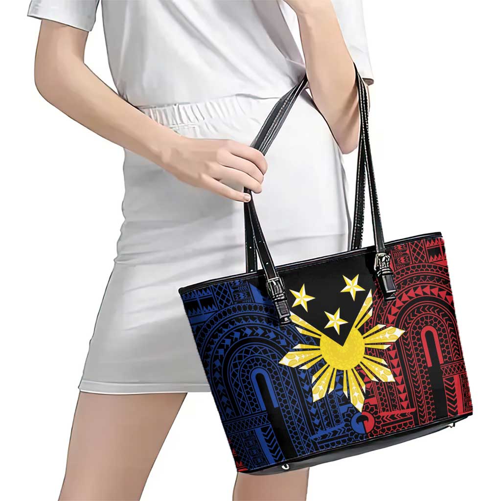 Philippines Sun Star Leather Tote Bag Igorot Tribal Inspiration LT05 - Polynesian Pride