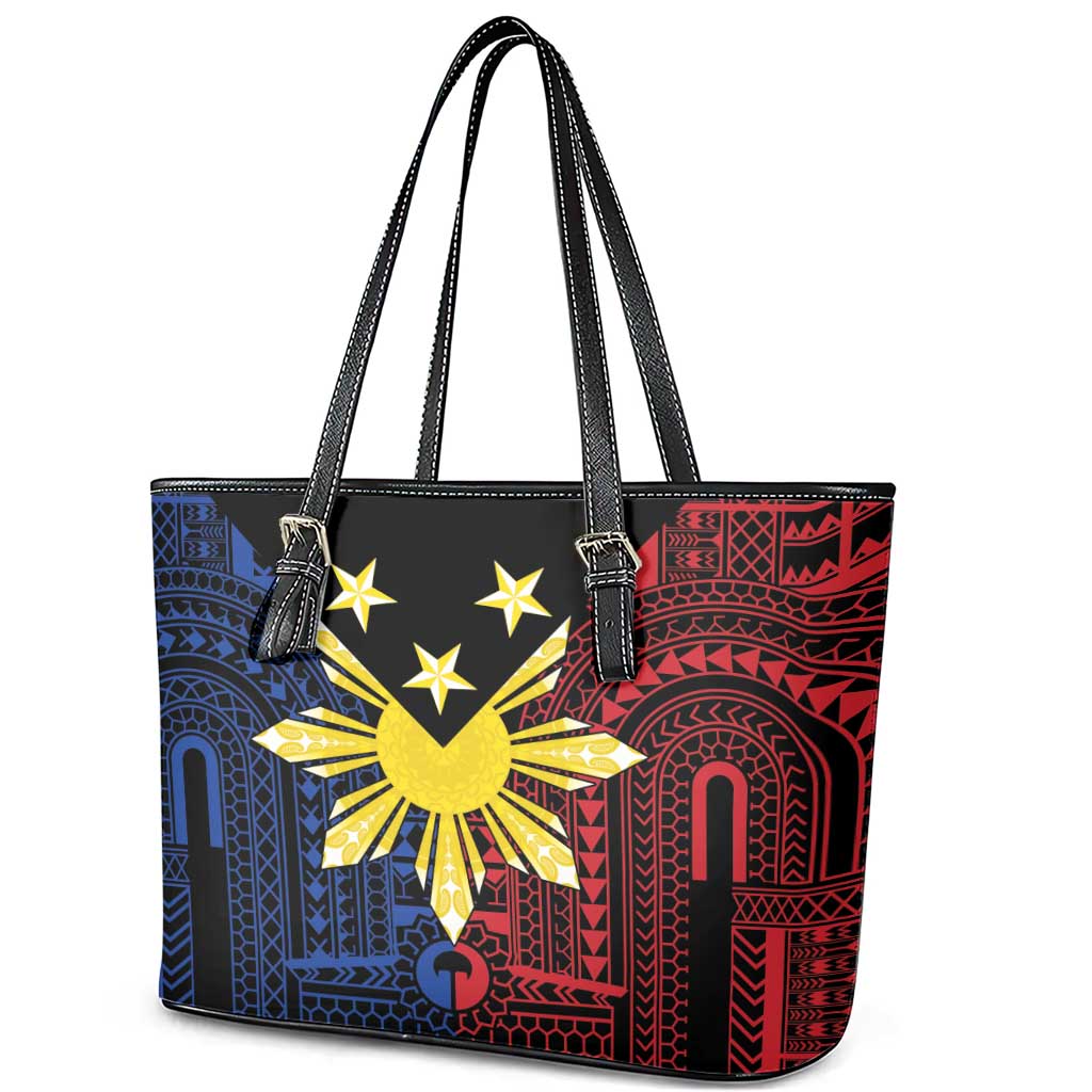Philippines Sun Star Leather Tote Bag Igorot Tribal Inspiration LT05 - Polynesian Pride