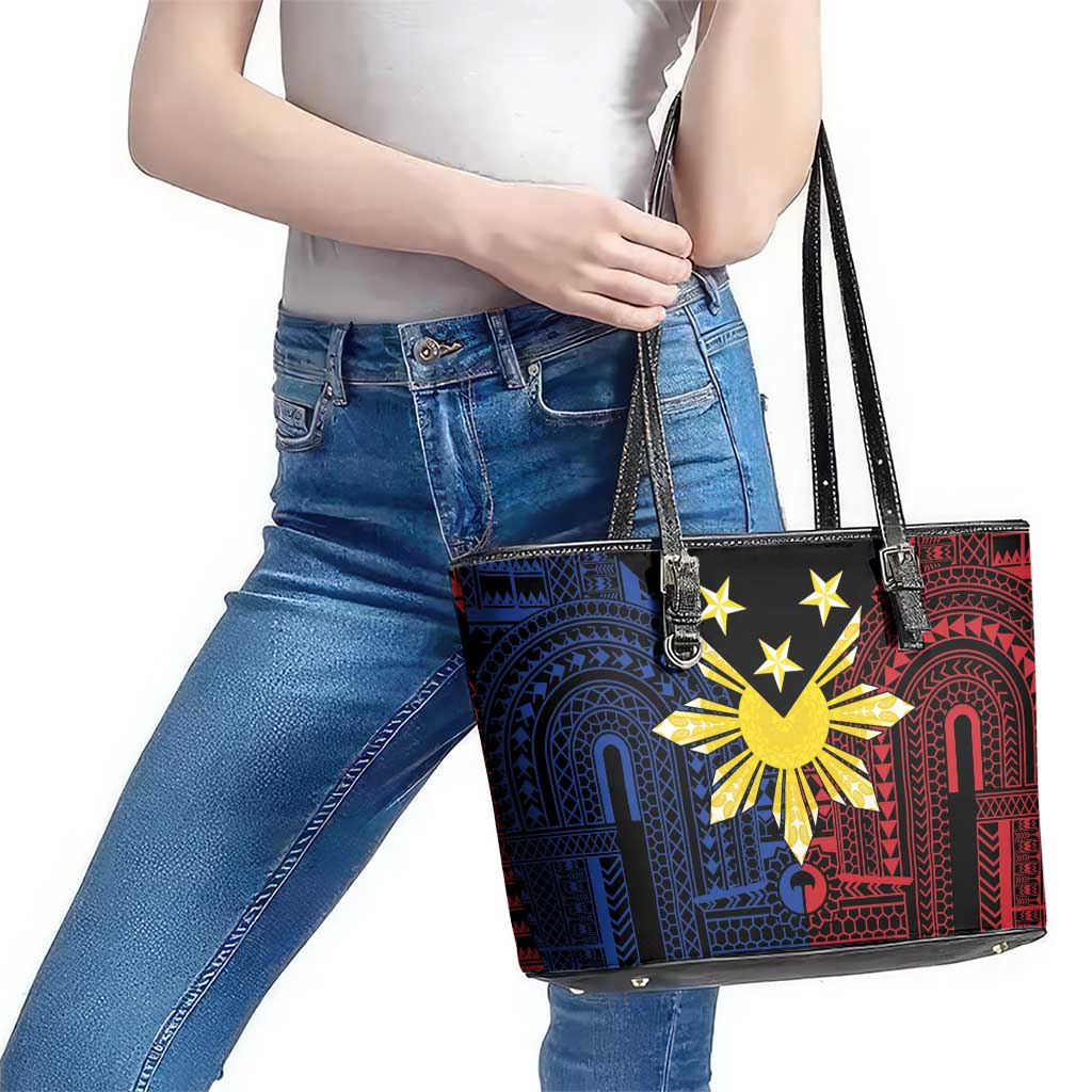 Philippines Sun Star Leather Tote Bag Igorot Tribal Inspiration LT05 - Polynesian Pride