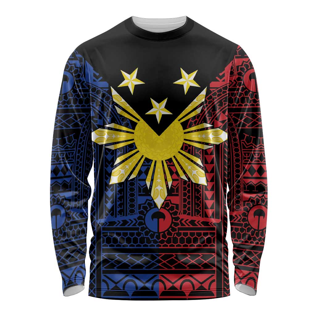 Philippines Sun Star Long Sleeve Shirt Igorot Tribal Inspiration LT05 Unisex Black - Polynesian Pride