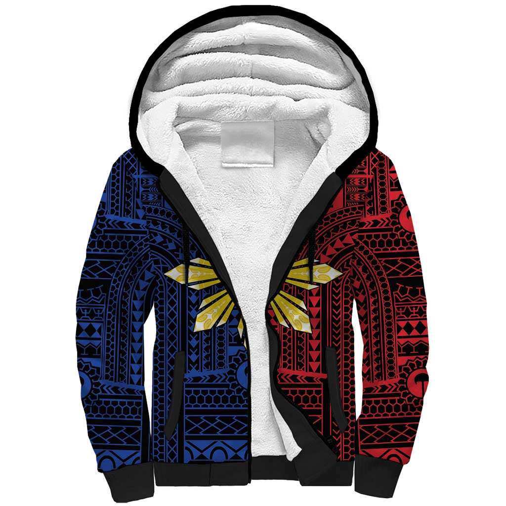 Philippines Sun Star Sherpa Hoodie Igorot Tribal Inspiration LT05 Unisex Black - Polynesian Pride