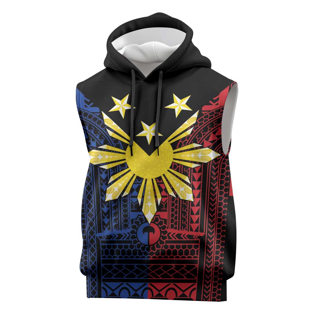 Philippines Sun Star Sleeveless Hoodie Igorot Tribal Inspiration LT05 Black - Polynesian Pride