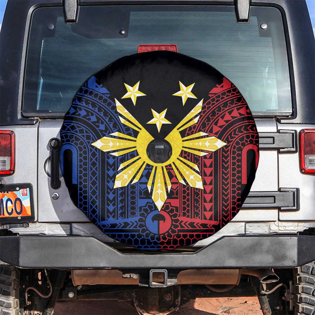 Philippines Sun Star Spare Tire Cover Igorot Tribal Inspiration LT05 Black - Polynesian Pride