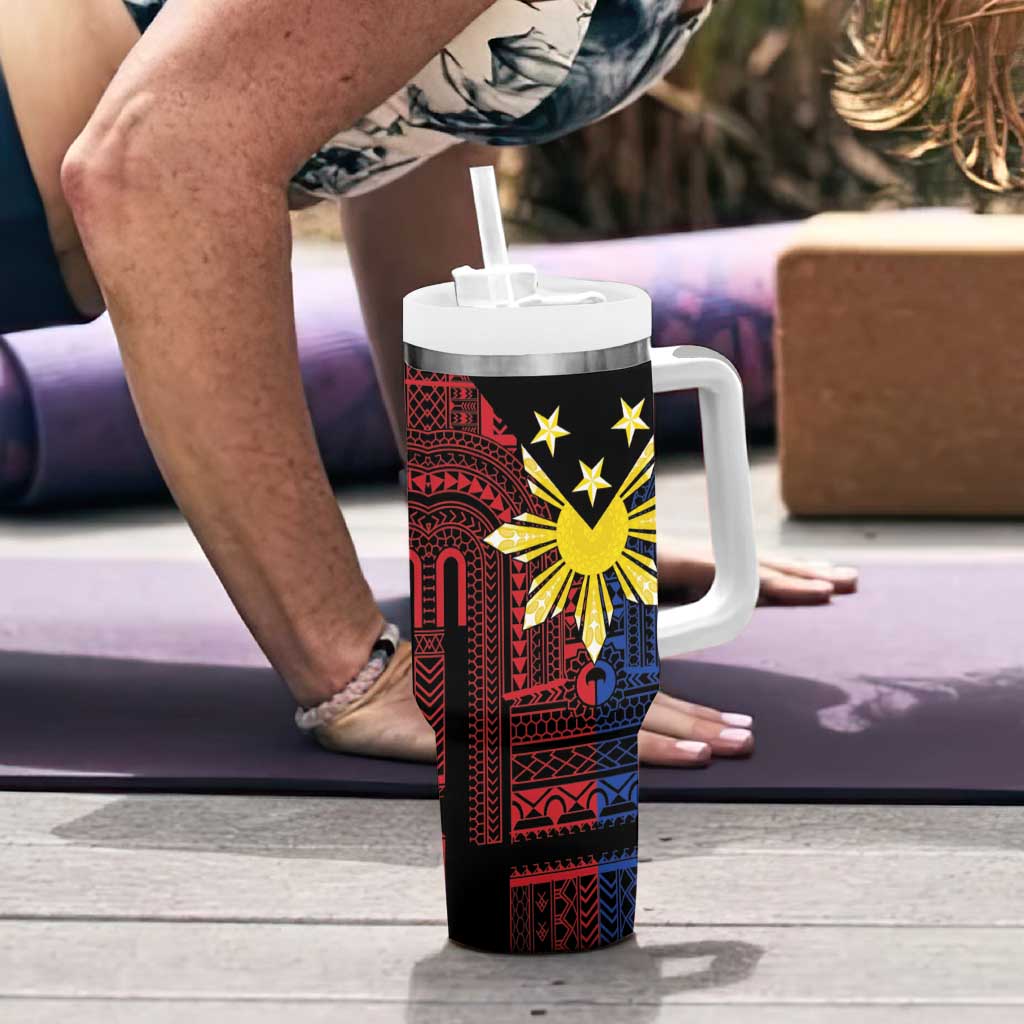 Philippines Sun Star Tumbler With Handle Igorot Tribal Inspiration - Polynesian Pride
