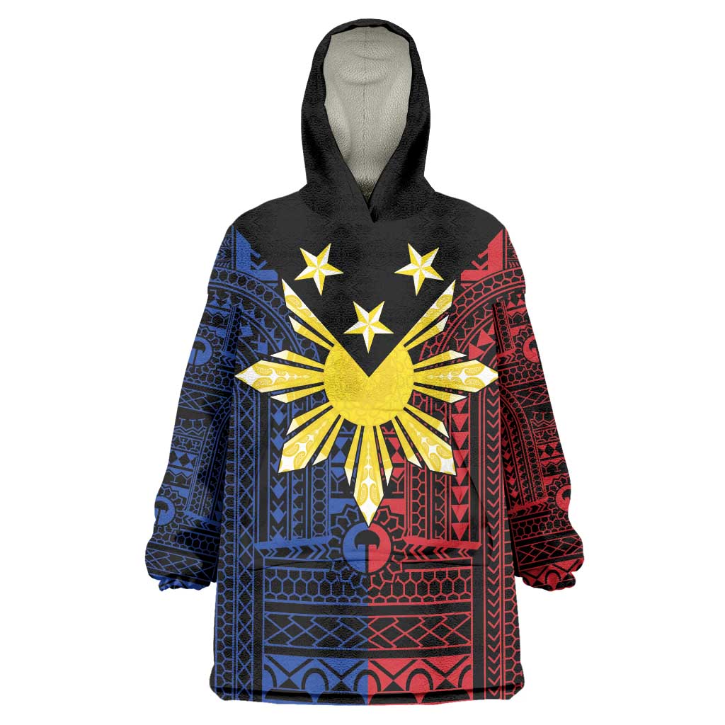 Philippines Sun Star Wearable Blanket Hoodie Igorot Tribal Inspiration LT05 One Size Black - Polynesian Pride