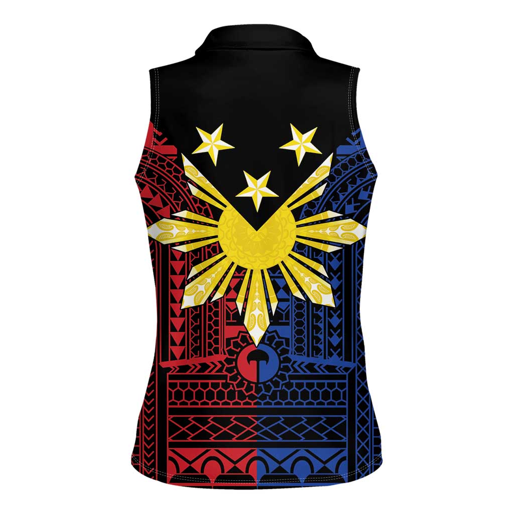 Philippines Sun Star Women Sleeveless Polo Shirt Igorot Tribal Inspiration - Polynesian Pride