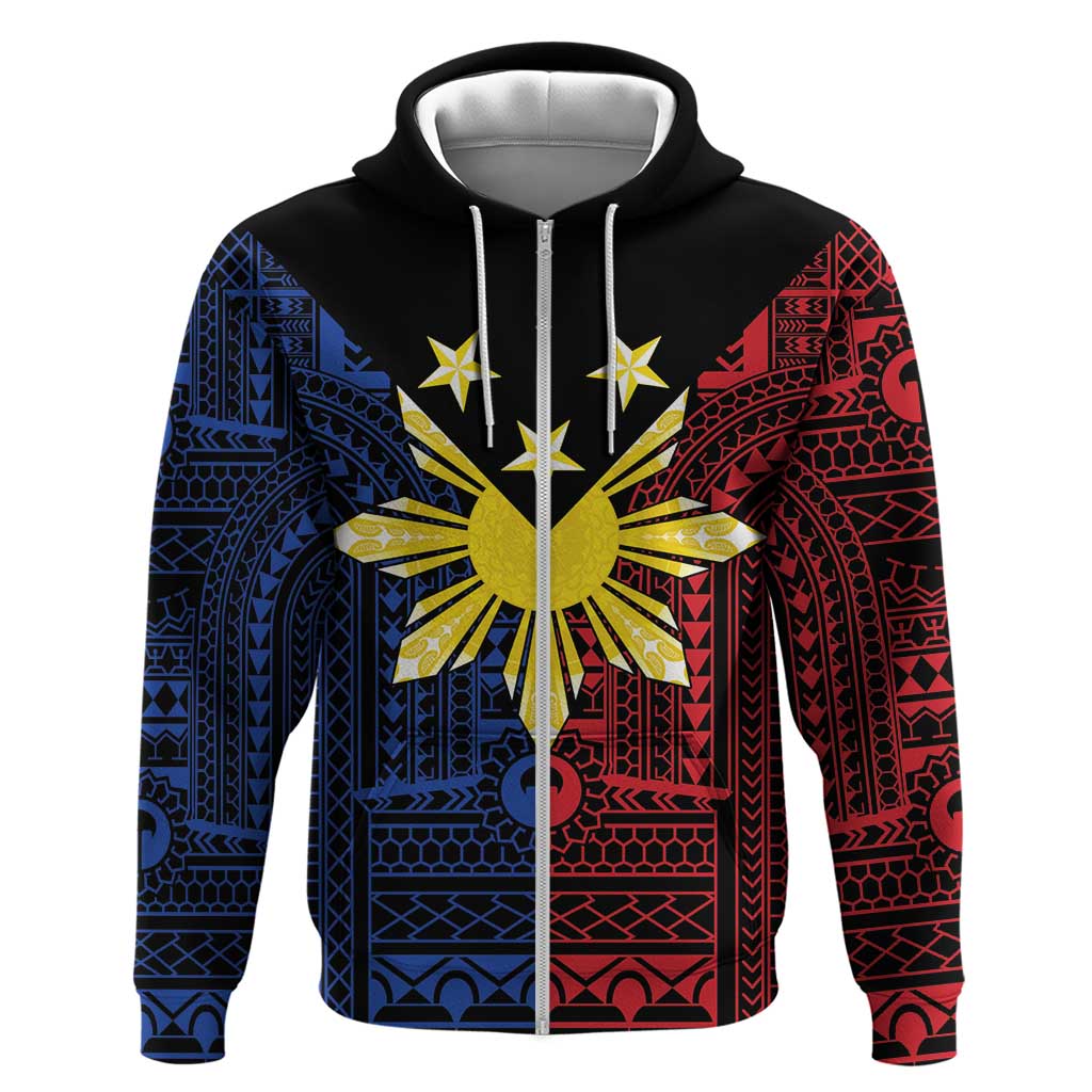 Philippines Sun Star Zip Hoodie Igorot Tribal Inspiration LT05 Zip Hoodie Black - Polynesian Pride