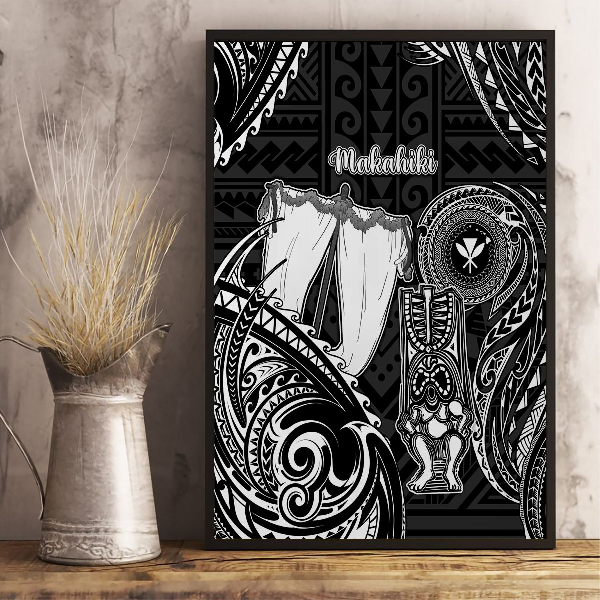 Hawaii Makahiki Season Canvas Wall Art Akua Loa Polynesian Pattern LT05 - Polynesian Pride