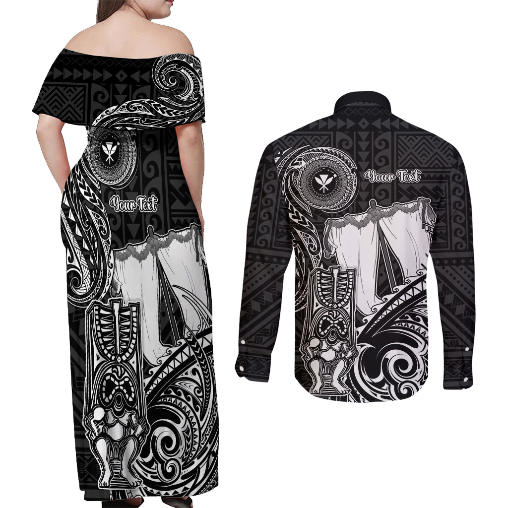 Personalized Hawaii Makahiki Season Couples Matching Off Shoulder Maxi Dress and Long Sleeve Button Shirts Akua Loa Polynesian Pattern LT05 - Polynesian Pride