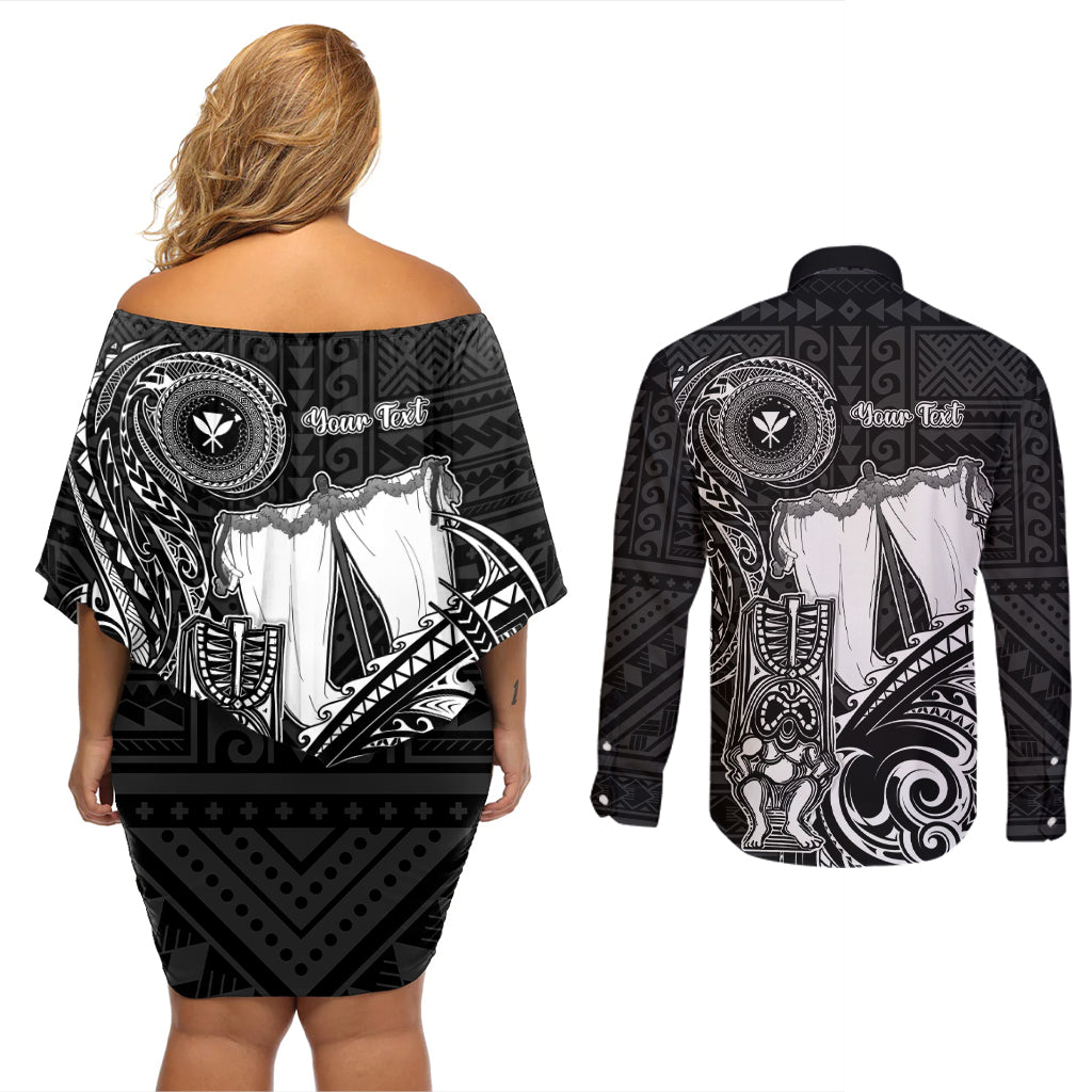 Personalized Hawaii Makahiki Season Couples Matching Off Shoulder Short Dress and Long Sleeve Button Shirts Akua Loa Polynesian Pattern LT05 - Polynesian Pride