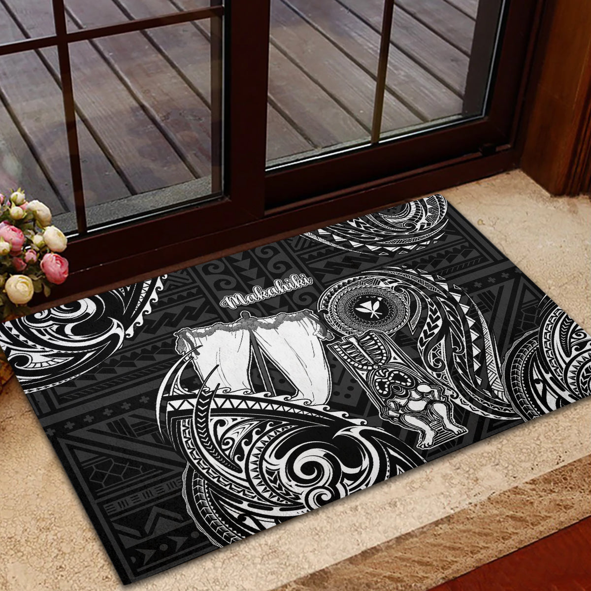 Hawaii Makahiki Season Rubber Doormat Akua Loa Polynesian Pattern LT05 - Polynesian Pride