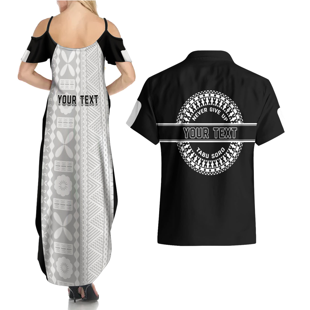 Personalized Fiji Obstacle Race 2023 Couples Matching Summer Maxi Dress and Hawaiian Shirt Never Give Up LT05 - Polynesian Pride