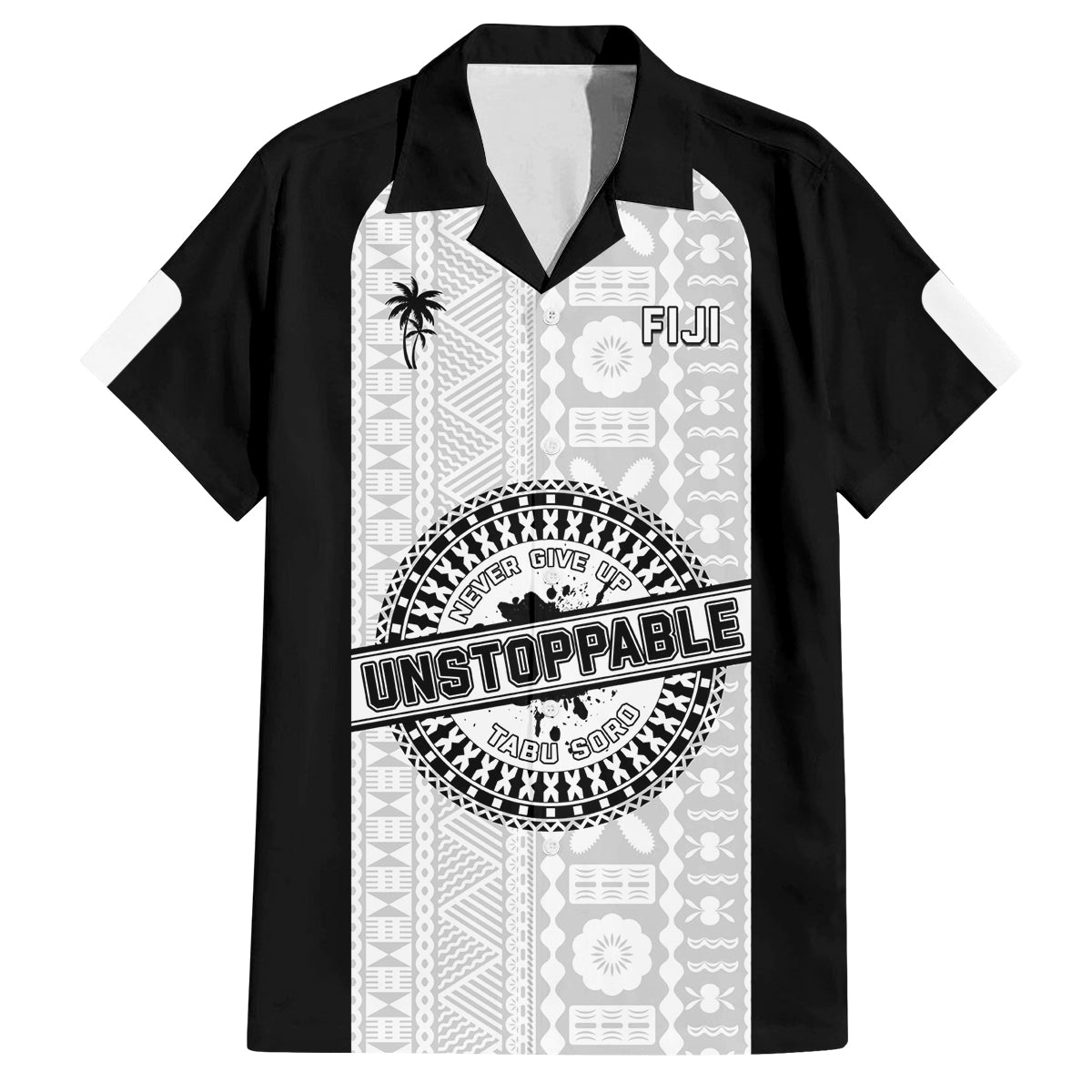 Personalized Fiji Obstacle Race 2023 Family Matching Long Sleeve Bodycon Dress and Hawaiian Shirt Never Give Up LT05 Dad's Shirt - Short Sleeve Black - Polynesian Pride