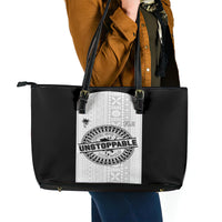Fiji Obstacle Race 2023 Leather Tote Bag Never Give Up LT05 - Polynesian Pride