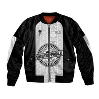 Personalized Fiji Obstacle Race 2023 Sleeve Zip Bomber Jacket Never Give Up LT05 Unisex Black - Polynesian Pride