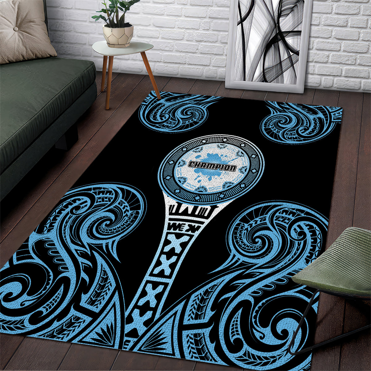 Fiji Obstacle Race 2023 Area Rug Go Champion LT05 Blue - Polynesian Pride