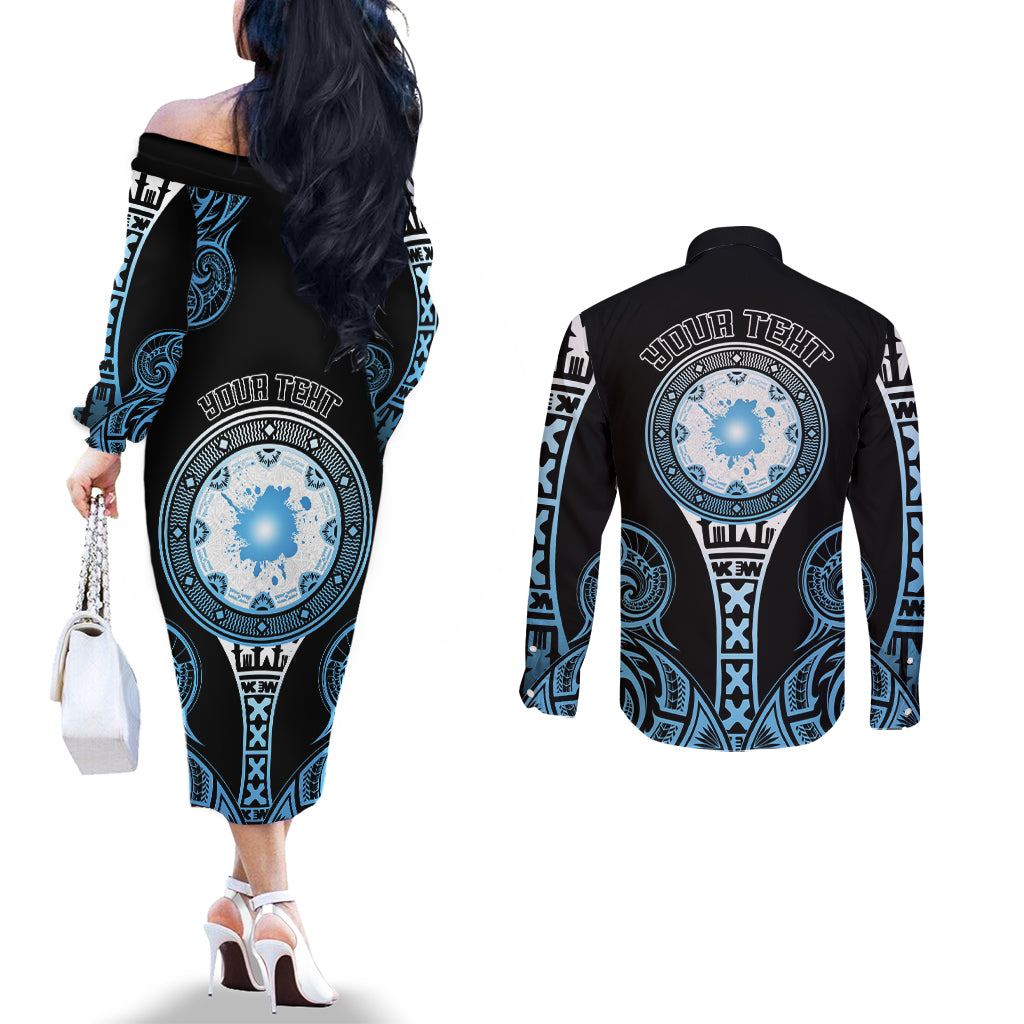 Personalized Fiji Obstacle Race 2023 Couples Matching Off The Shoulder Long Sleeve Dress and Long Sleeve Button Shirts Go Champion LT05 - Polynesian Pride