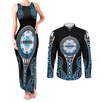 Personalized Fiji Obstacle Race 2023 Couples Matching Tank Maxi Dress and Long Sleeve Button Shirts Go Champion LT05 Blue - Polynesian Pride