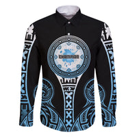 Personalized Fiji Obstacle Race 2023 Family Matching Puletasi Dress and Hawaiian Shirt Go Champion LT05 Dad's Shirt - Long Sleeve Blue - Polynesian Pride